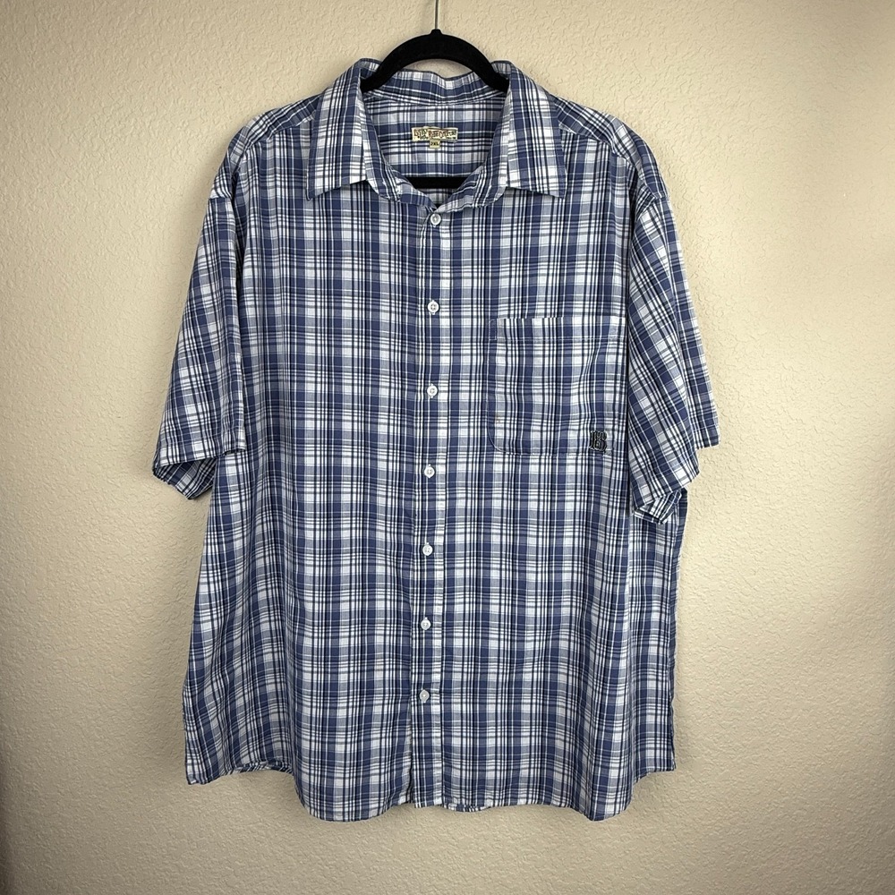 Lucky 13 Ride Culture Blue Plaid Western Shirt Mens Rockabilly Biker 2XL *read